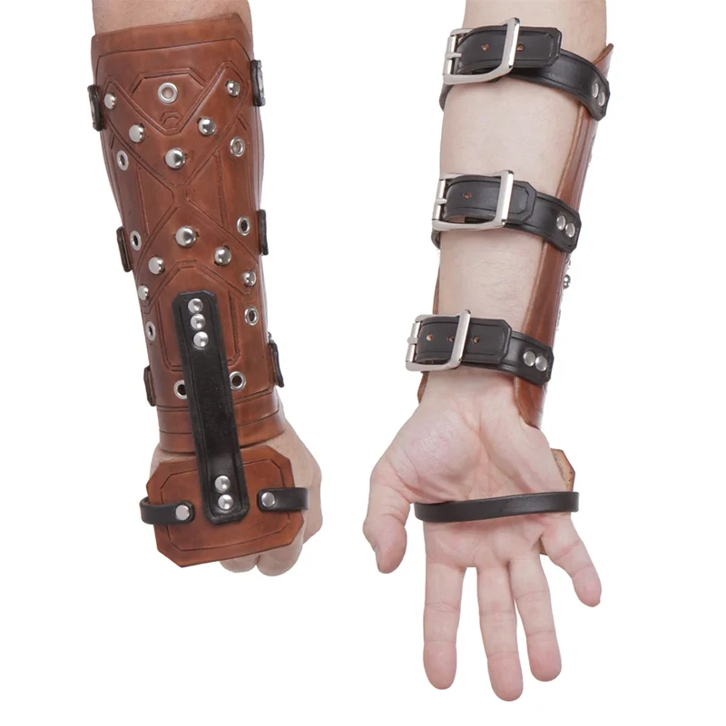 Un par de guantes de boxeo medievales Steampunk para hombre, cinturón Vintage, armadura con remaches, correa para la muñeca, accesorios de juego de rol de caballero gótico