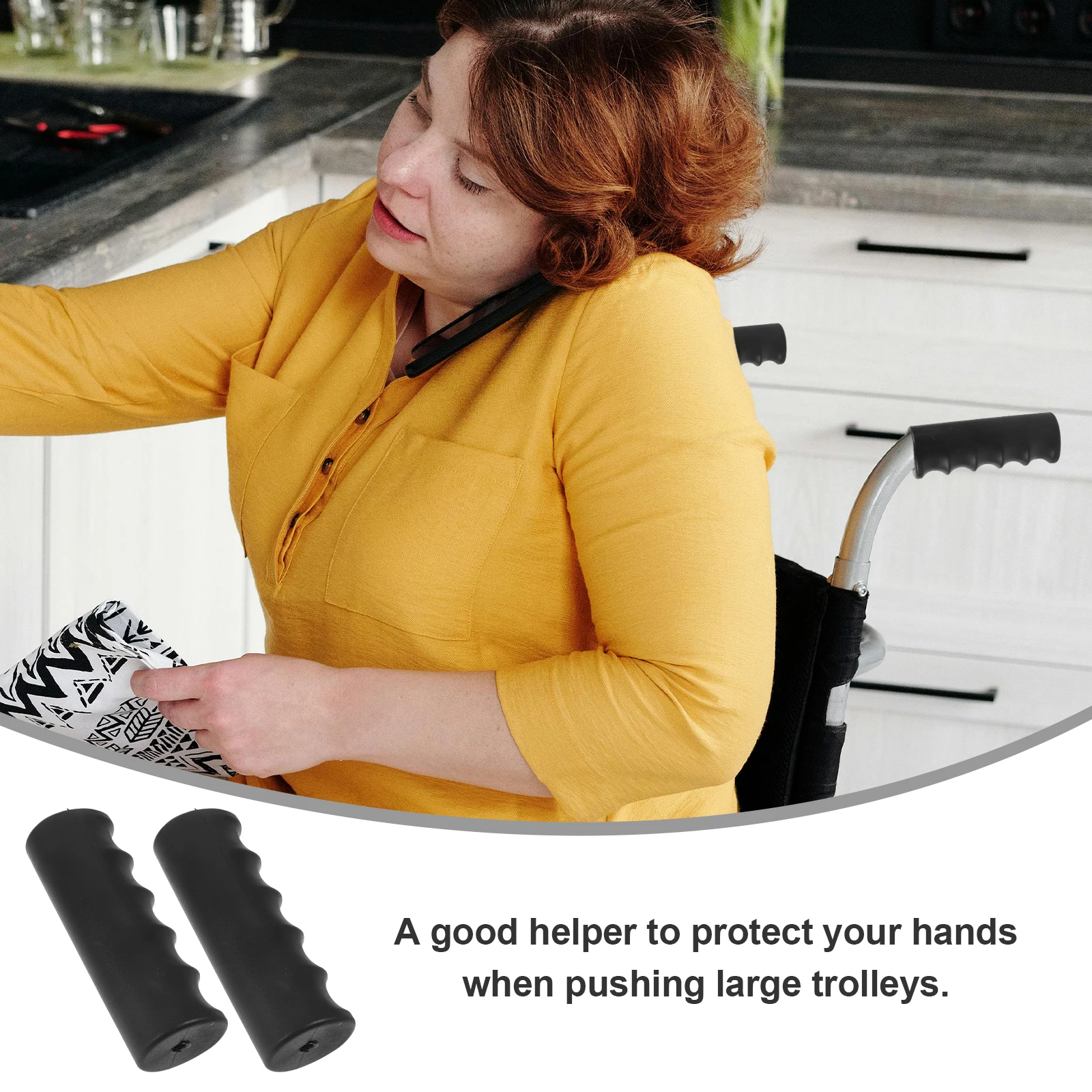 

2pcs Hand Grip Cover Universal Plastic Handlebar Grips For Wheelchair Trolley Cart Anti-Slip Replacement Lightweight Tube Sleeve