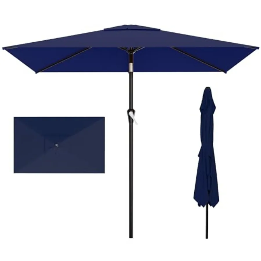 

6.5' x 10' Rectangular Patio Umbrellas for Outdoor Outdoor Table Umbrella Large Outdoor Patio Umbrellas with 6 Sturdy Ribs for