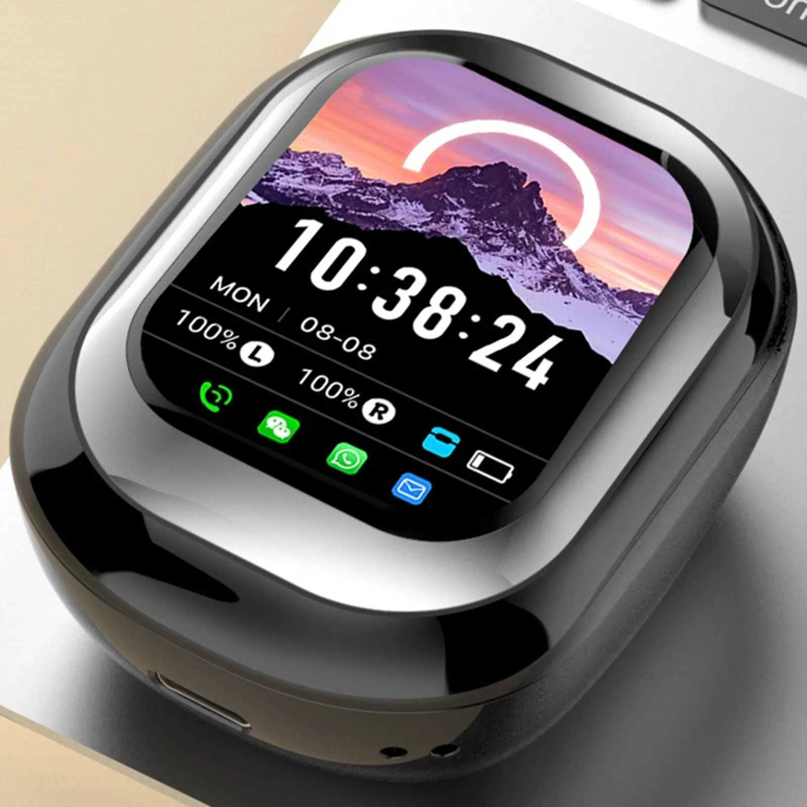 AI Translation Headphones Touchscreen Charging Case Bluetooth Headset Wireless Music Call Information Reminder Double Earphones