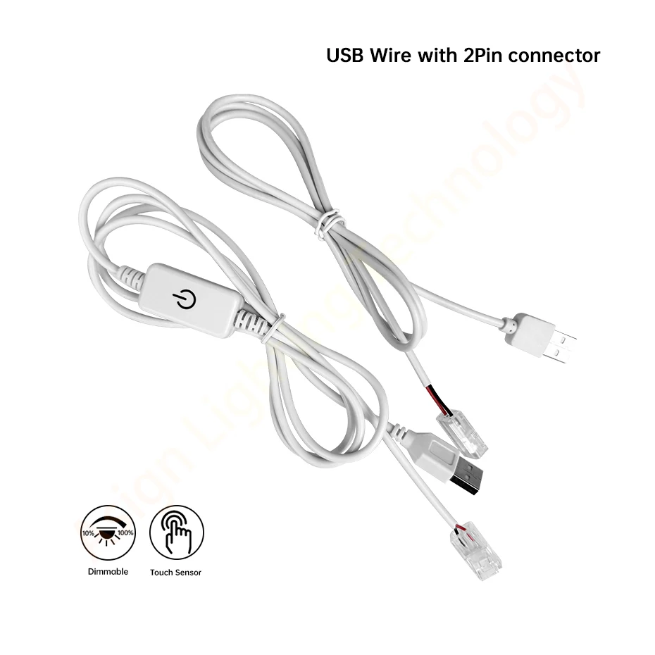 USB Touch Dimmer Controller Cable DC5V with 2Pin 8mm/10mm Connector Hand Sweep Sensor for SMD LED Strip Light Extension Dimmable
