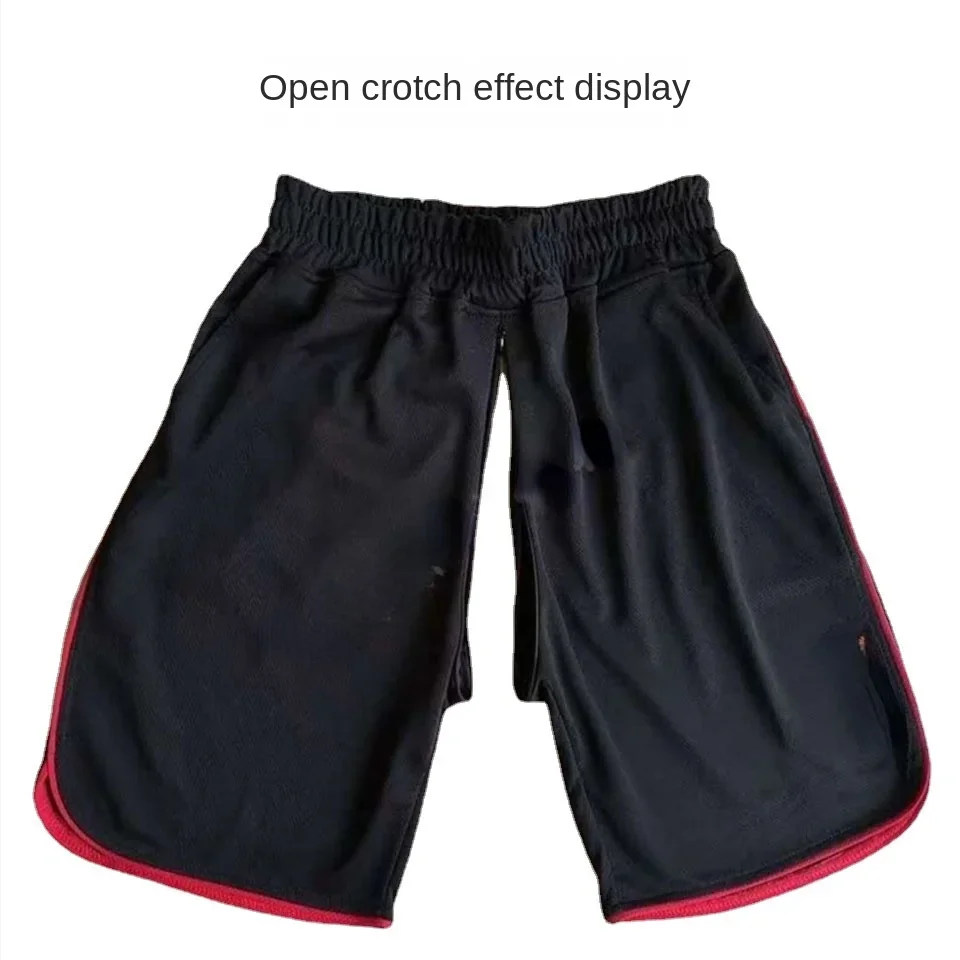 Shorts d'été pour hommes, pantalons à entrejambe ouvert pour hommes, pantalons chauds pour sexe en plein air pour hommes, courts de sport sur piste, pantalons de survêtement de basket-ball, Streetwear décontracté