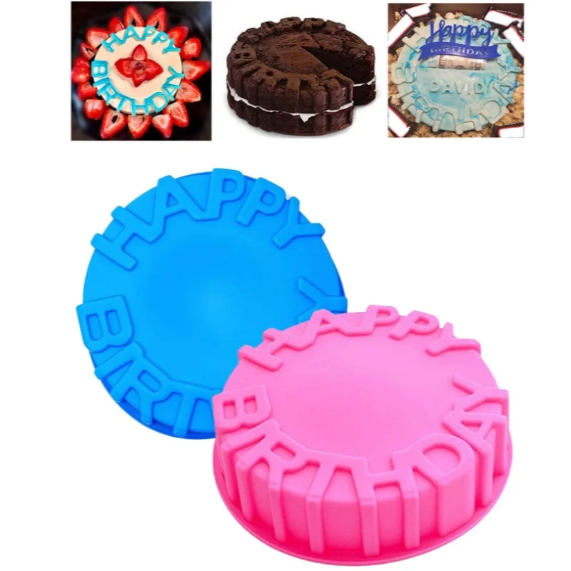 Silicone Cake Mold Festival Cake Baking Pan Mousse Mould 3D DIY Circular Happy Birthday Handmade Kitchen Baking Tools Accessorie