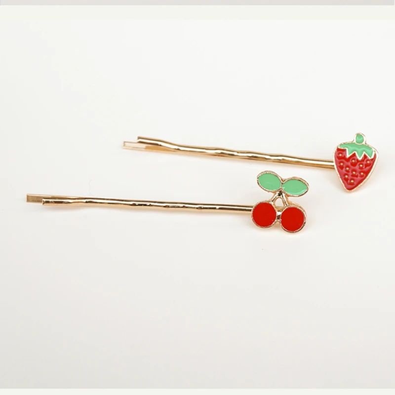 

6pc Cute Cherry Strawberry Fruit Alloy Hairpin Hair Side Clips Grips for Girls Women Child Hair Party Accessories Headband