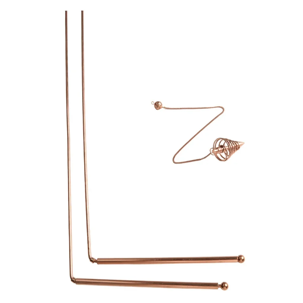 3Pcs /Set Pure Copper Dowsing Rods Kit Divining Rods + Pendulum for Water Witching Divining Energy Healing Metal Detector Rod