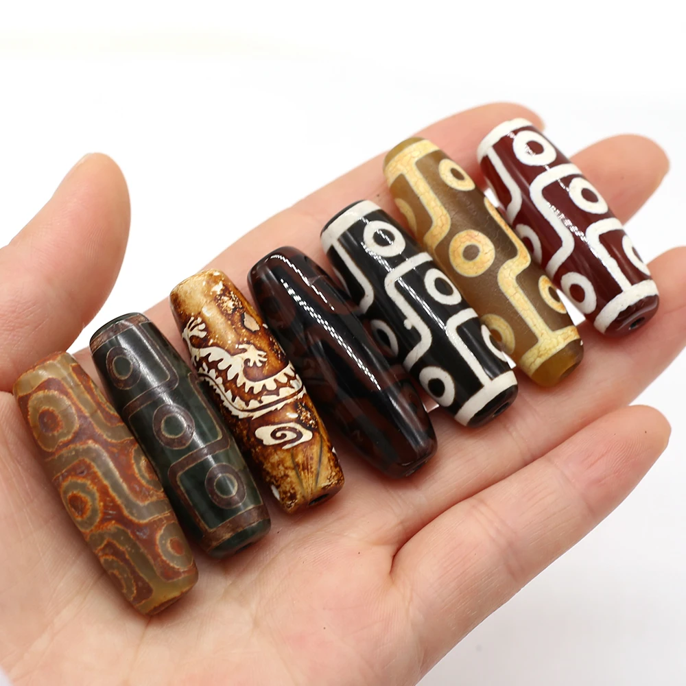 Natural Stone Tibet Dzi Bead Multi-color Available Hole Bead for Tribal Jewelry Making Diy Necklace Bracelet Accessories