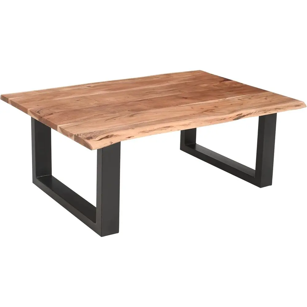 

Live Edge Coffee Table with Metal Sled Base and Modern Design