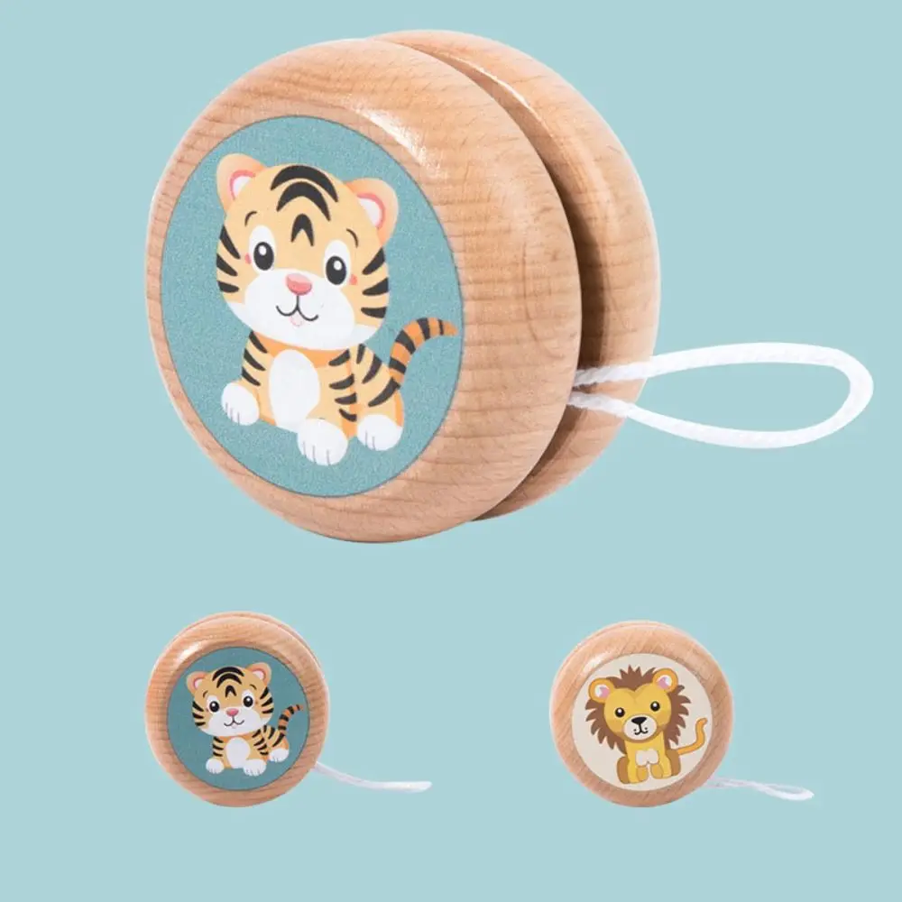 High Quality Brainstorming 1A Yoyo Toy Beginner Cartoon Developmental Toys Concentration Wooden Yoyo Ball Children