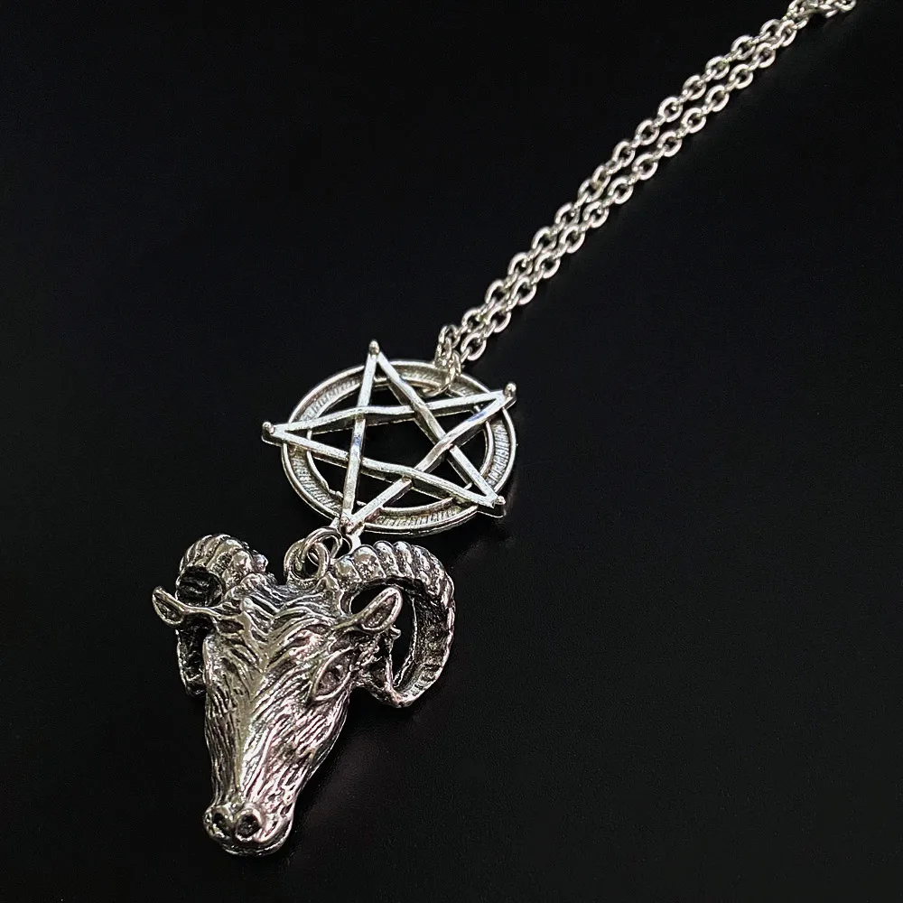 Gothic Silver Plated Circle Pentagram Bull Head Pendant Necklace Wedding Party Holiday Gift Men And Women Daily Jewelry