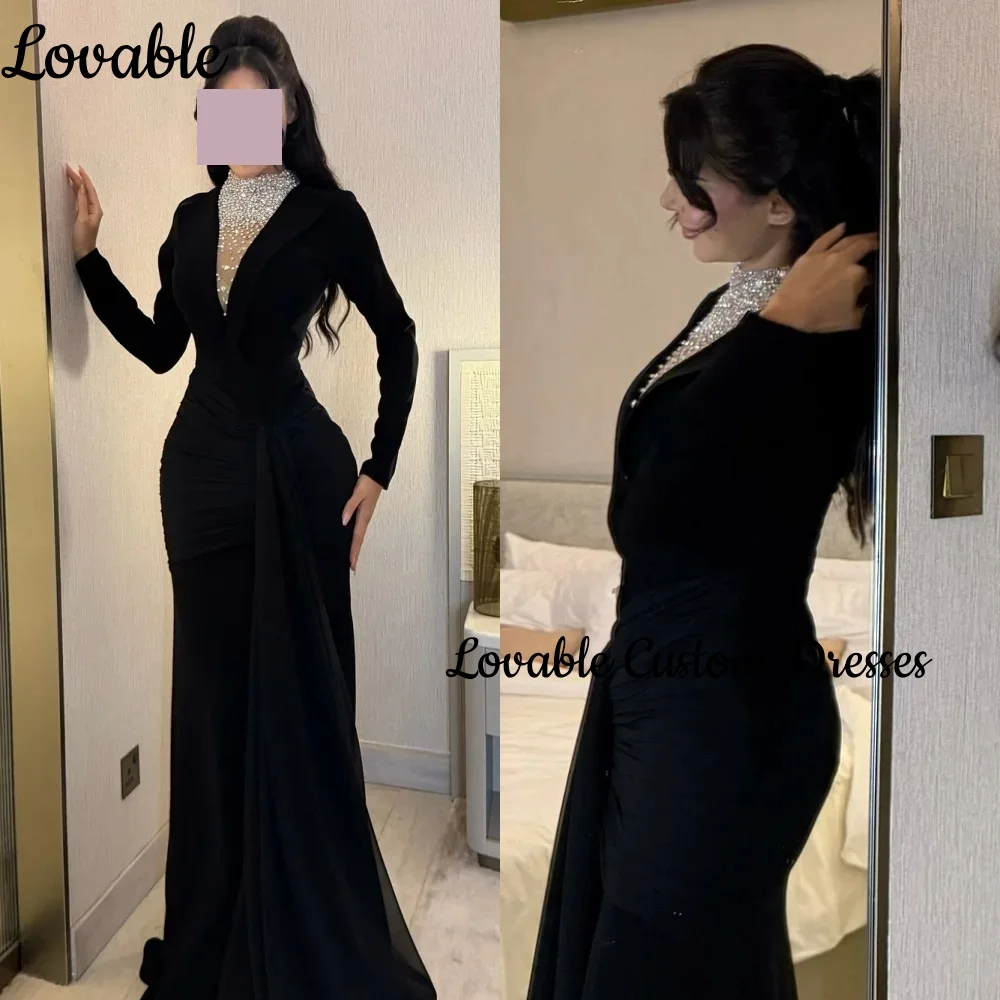 

Элегантные вечерние платья на заказ Русалка с глубоким v-образным вырезом длиной до пола, платья для особых мероприятий, бисер на молнии, Vestidos De Fie