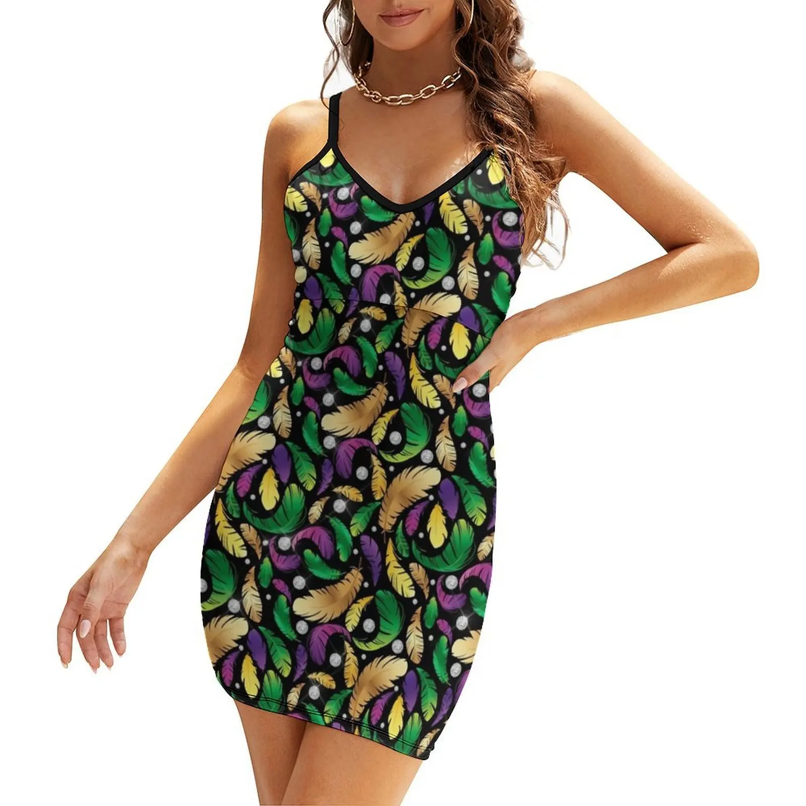 

Mardi Gras Pattern Sling Dress dresses for womens 2025 summer dresses for women 2025 Aesthetic clothing evening dress women