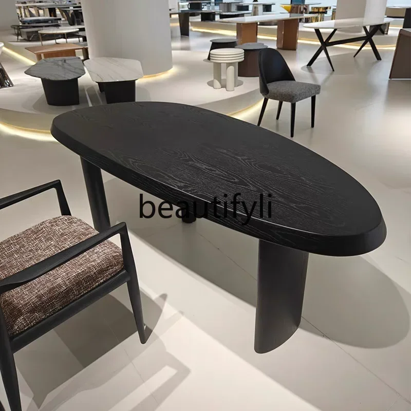 ss26 S26 Medieval designer creative irregular oval solid wood desk retro desk