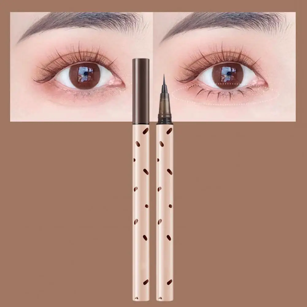 Modny Mini wodoodporny lekki brązowy płyn kosmetyczny ołówek do oczu Eyeliner płynny Eyeliner zarysować dolne rzęsy