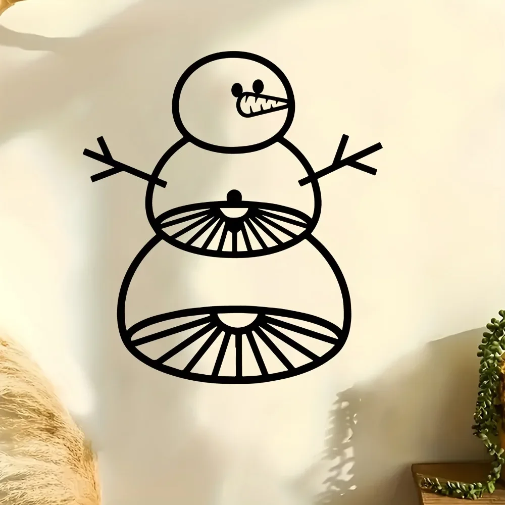 CIFBUY Minimalist Snowman Metal Wall Hanging Winter Christmas Metal Wall Art Cute Line Wall Sign Indoor Xmas Home Ornament