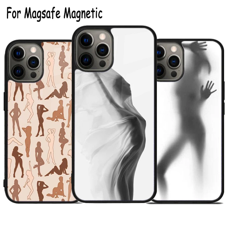 Sexy Woman Silhouettes Wireless Charge Magsafe Phone Case For iPhone 15 16 14 13 11 12 Pro Max Plus Magnetic Bumper Cover