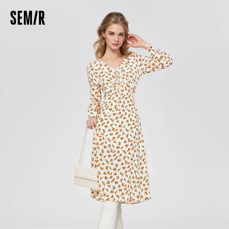 Semir Dress Women Design 2024 Spring Summer New Style Flower Soft Dresses Pure Sexy Style for Women