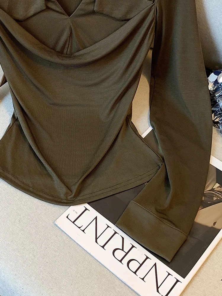 Camiseta de Malha Feminina de Manga Longa, Ajuste Slim, Roupa Interna, T-irt Cleanfit, Adequada para Outono, Nova Chegada