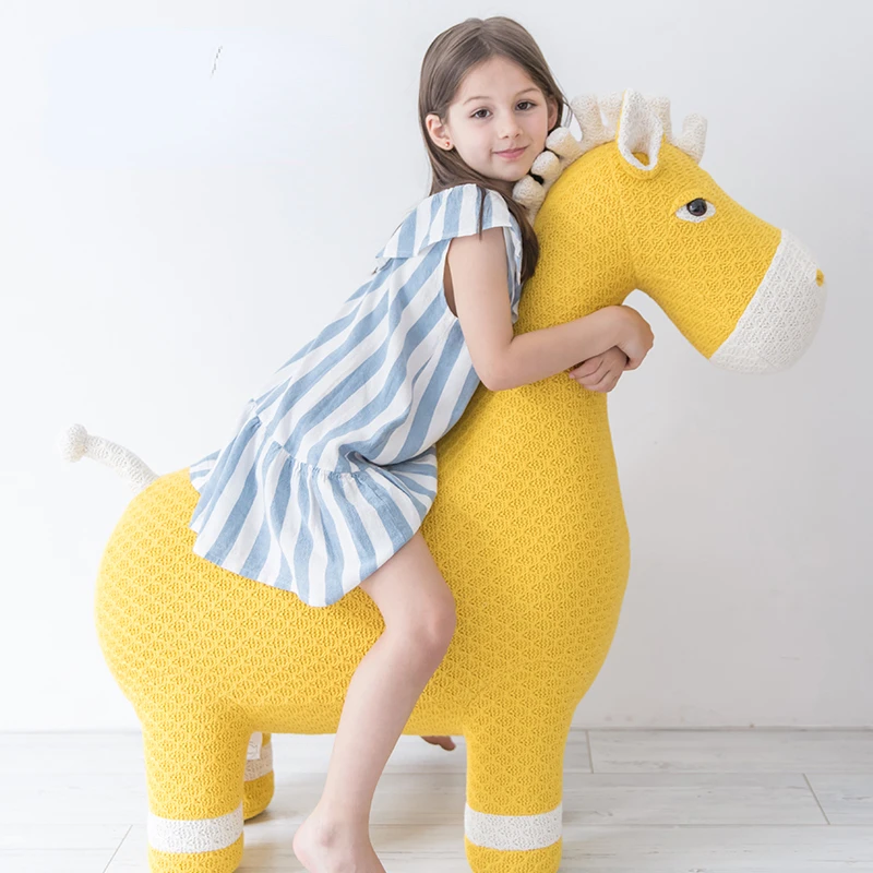 Nordic Creative Children's Knitted Animal Sofa Giraffe Stool Chair Cartoon Home Decoration