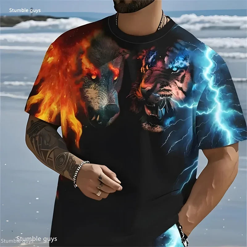 Angesagtes Herren-Sommer-Übergrößen-T-Shirt mit Anime-Motiv, Locker Geschnitten, Kurzarm, Bequemer Stoff, Modisches Sporttrikot, Lässige Streetwear