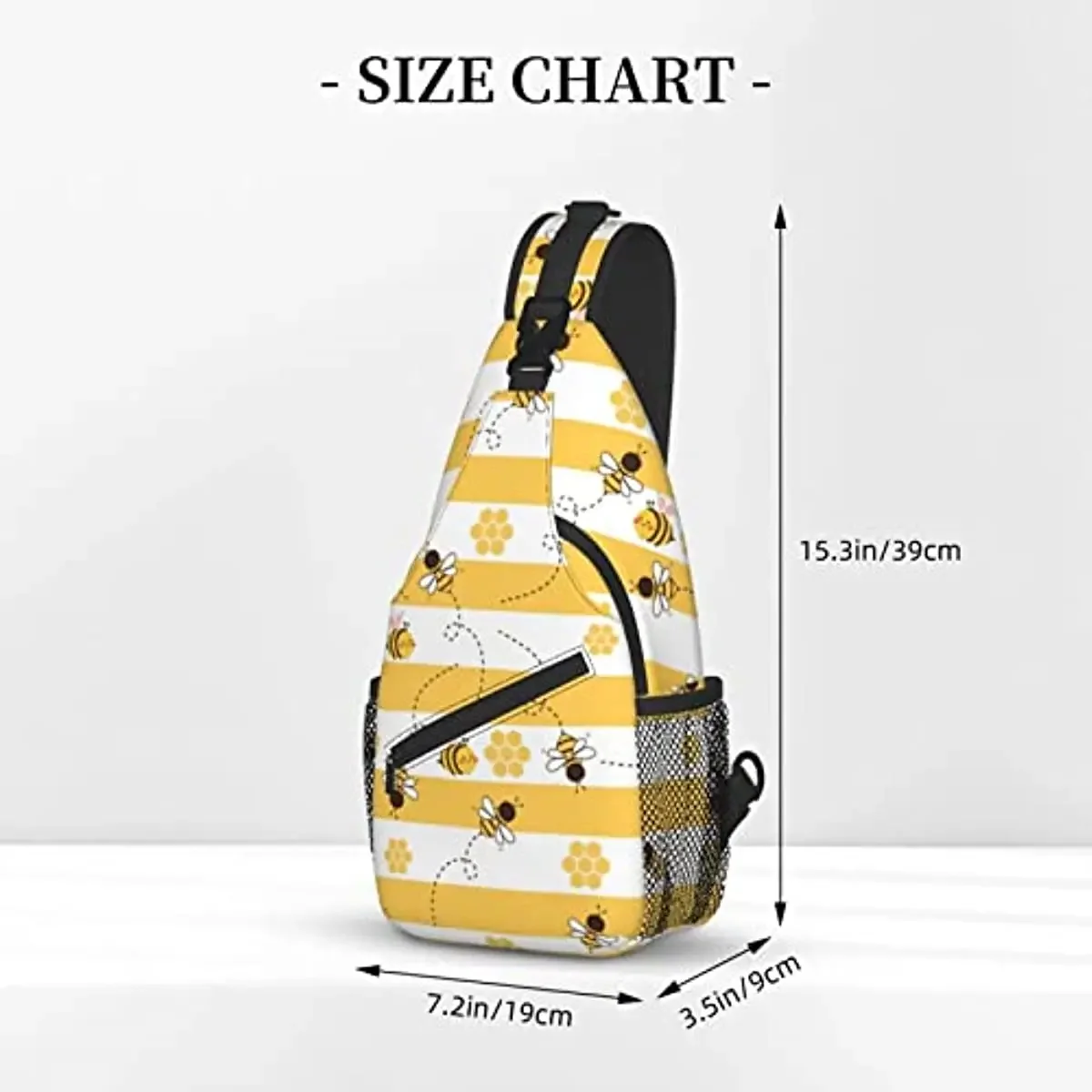 Bee Yellow Sling Backpack Leisure Oblique Cross Chest Bag for Men Women,Durable Adjustable Gym Bag Cycling Traveling Casual