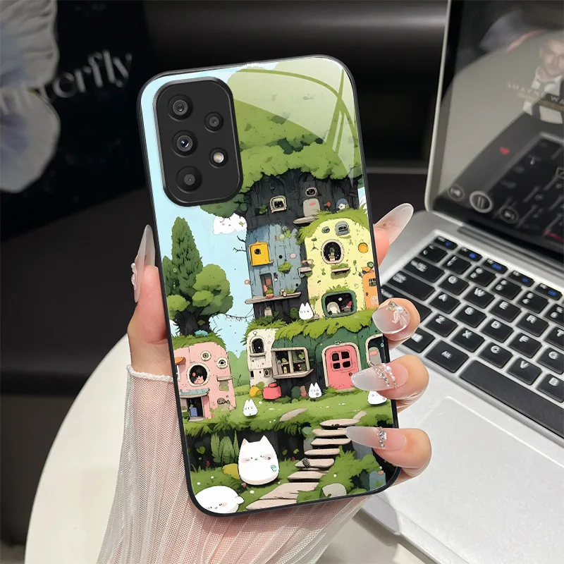 For Samsung A53 A73 5G Phone Case Trendy Fantasy Design Tempered Glass Bumper For Galaxy A 53 A 73 Full Protection Back Covers