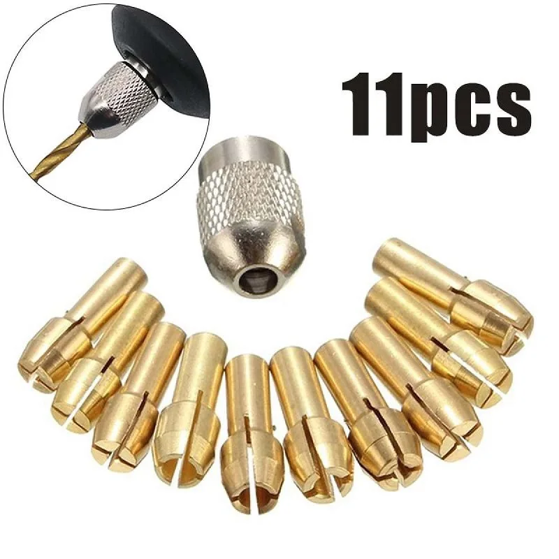 5/11PCS/lot Mini Drill Brass Collet Chuck for Dremel Rotary Tool 0.5-3.2mm Brass and Nut for Dremel Accessories Set