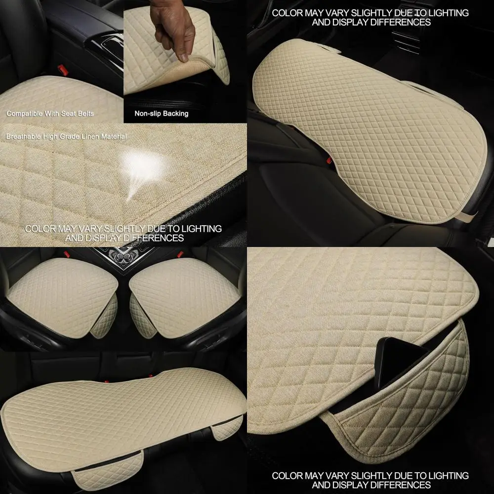 

Бежевый комплект из 3 льняных чехлов для сидений автомобилей, внедорожников и седанов: 1 накладка на переднее сиденье и 1 чехол на заднюю спинку