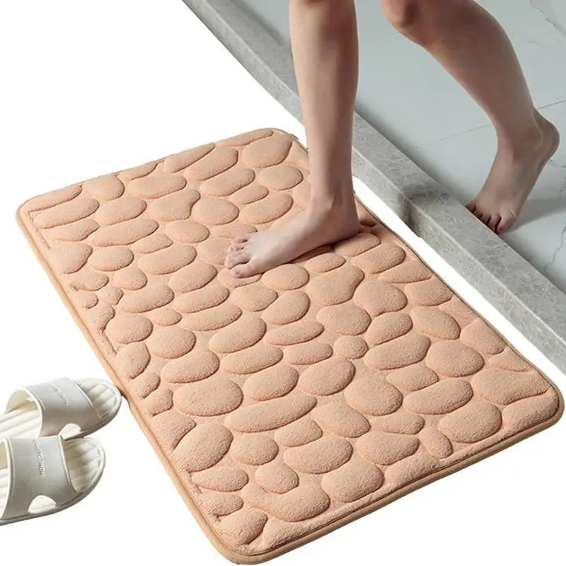 

Non Slip Bathroom Mat Cobblestone Embossed Bath Mats Absorbent Doormat Carpet Door Floor Mats Machine Washable