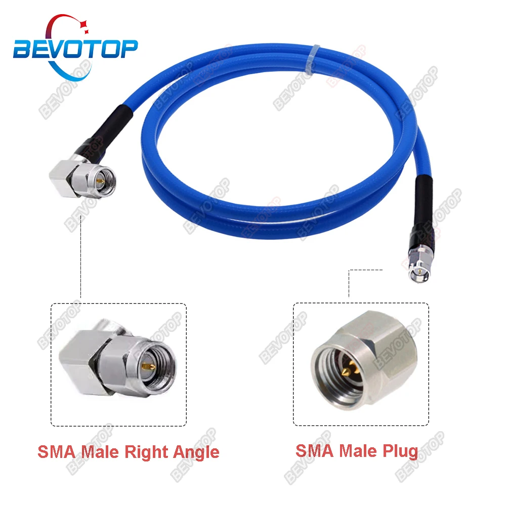 RG401 250 50-5 Cable SMA Male Plug to SMA Male Right Angle High Frequency Low Loss Test Cable RF Coaxial Pigtail Jumper BEVOTOP