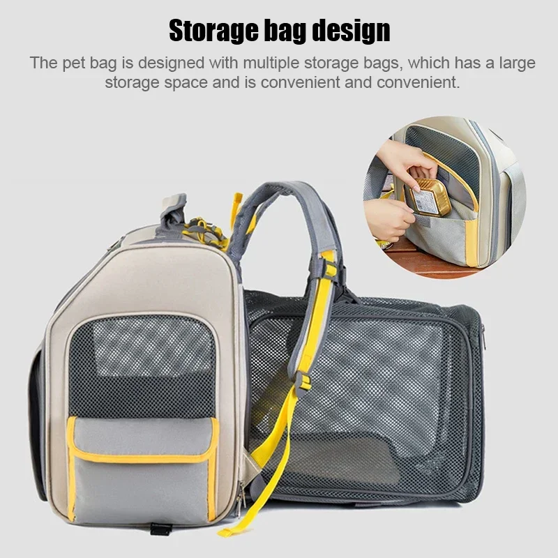 Imagem -06 - Mochila Expansível Dobrável para Cachorro Mochila de Grande Capacidade de Expansão Bolsas Estendidos Portáteis para Cachorro e Gato Respirável e ao ar Livre