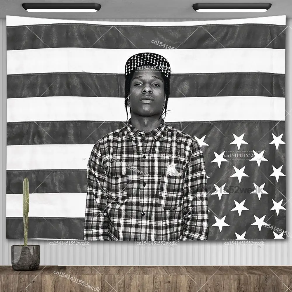 ASAP Rocky Live Love Flags Rakim Mayers Smoking Wall Hanging Ablum Posters Decor Meme Tapestry Room Decor Aesthetic Tapestries