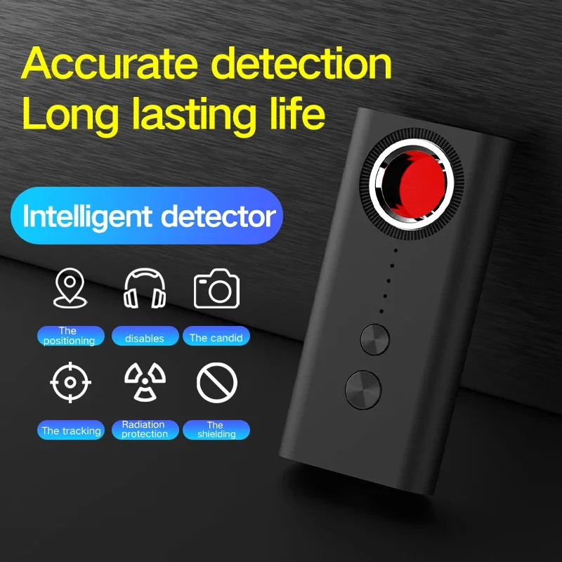 Newest Anti Spy Detector Portable Pinhole Hidden Lens Detect Gadget for GPS Tracker Hidden Camera Finder Eavesdropping Device