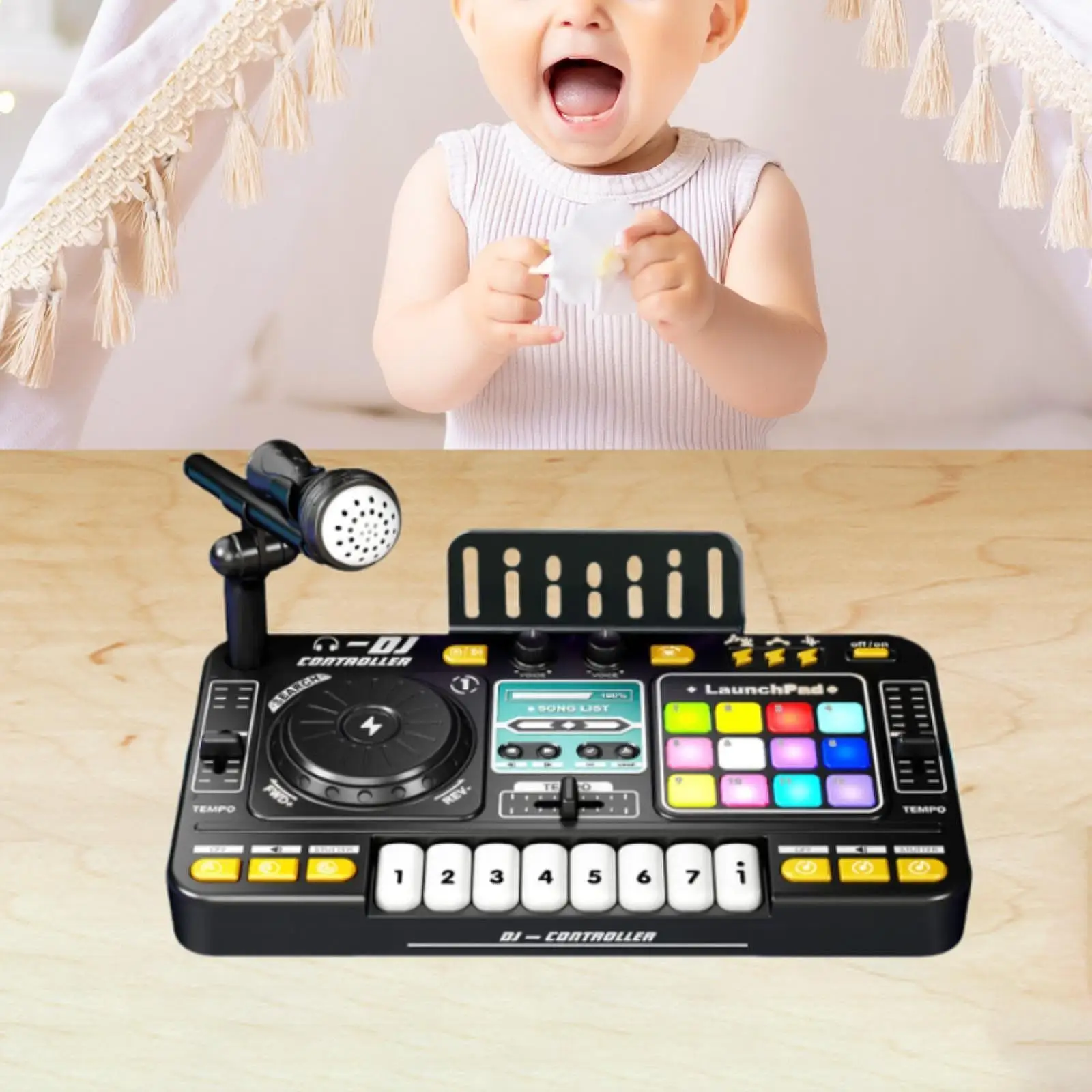 

Kids DJ Mixer Toy Interactive Turntable Toy for Outdoor Birthday Indoor