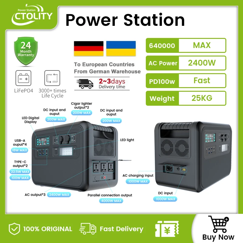 Power Stations 1000W 2000W 2600W Portable Power Station Lifepo4 Battery 220V AC Outlets Електростанції Зарядные станции