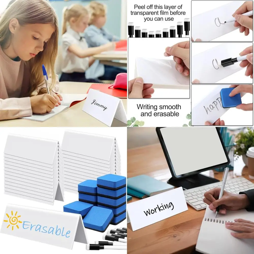 

Dry Erase Name Tags Set of 36, Black Markers Included, for Meetings, Weddings, and Office Use, 8.66x1.97x2.76 Inches