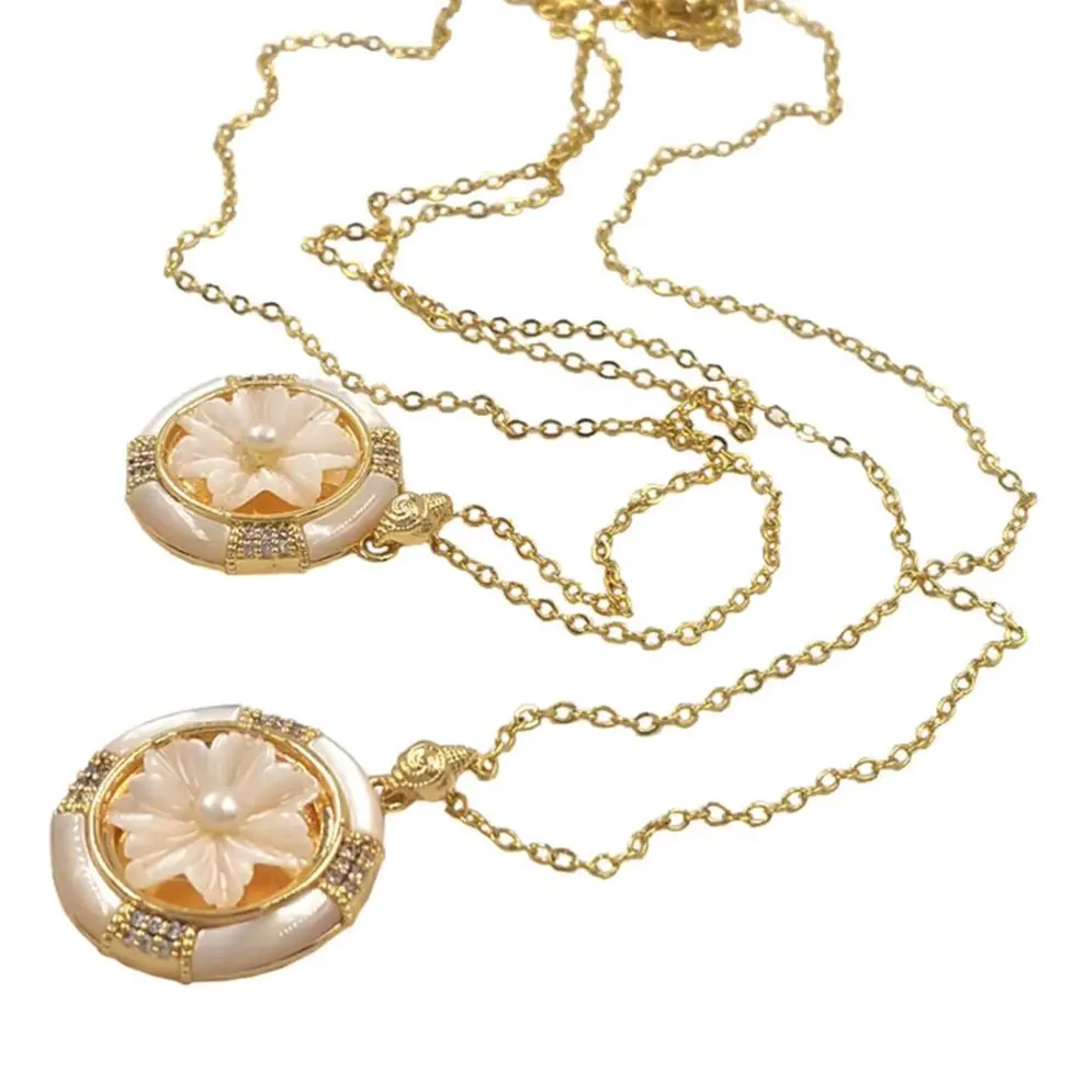 

WT-JN365 Реалистичные и объемные подвески-ракушки с цветочным гравированным дизайном, изысканное ожерелье, оптовая продажа ювелирных аксессуаров