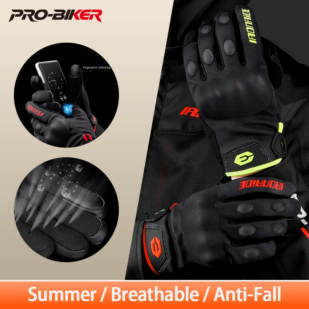 

Летние мотоциклетные перчатки для езды на открытом воздухе, сенсорные, с полной защитой пальцев, дышащие, нескользящие.