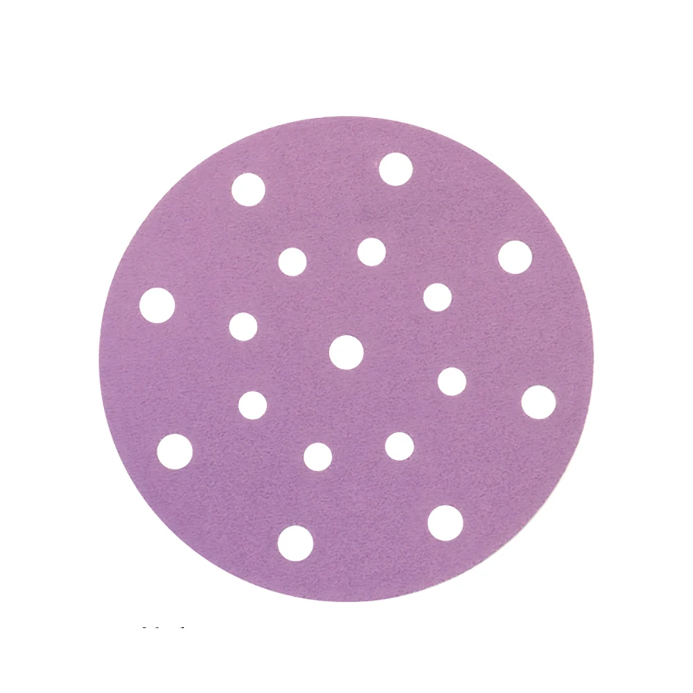 100Pcs 6 Inch 17 Hole Disc Sandpaper Self Adhesive Purple Sand Paper Diameter 150MM Car Dry Grinding Sandpaper 80-600 Mesh