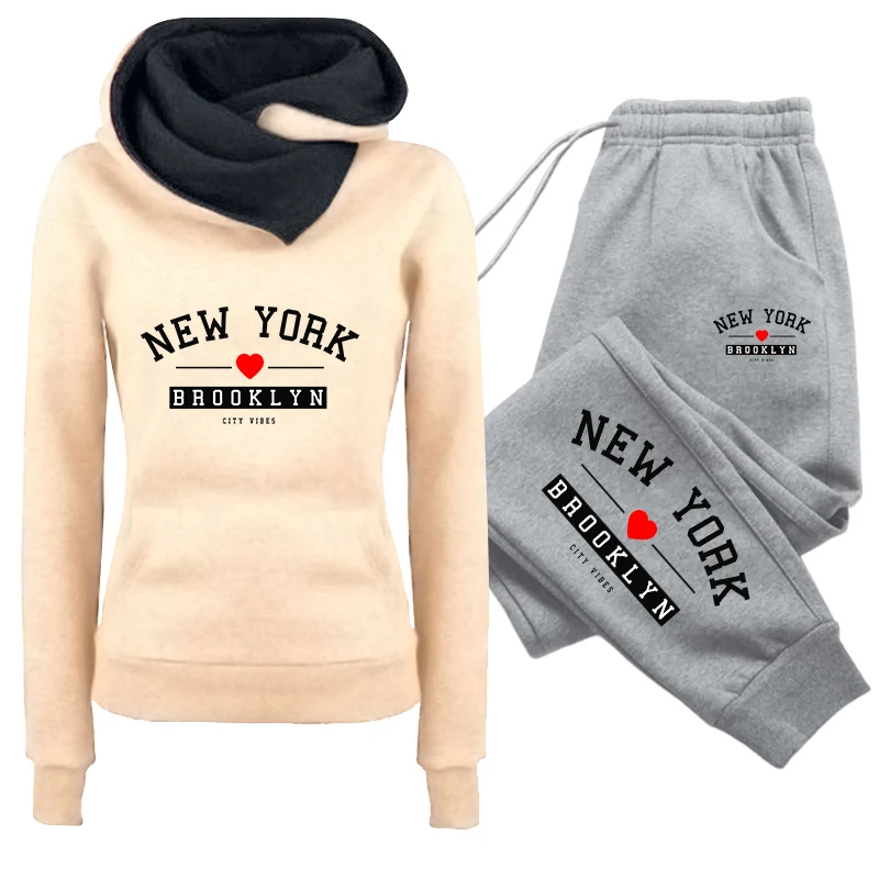 2026 Trainingsanzug mit Herzmuster, Kapuzenpullover und Jogginghose, Herbst-Winter, Damen, Alltag, Freizeit, Sport-Outfit, Damen-Set/Hoodie/Hose – Detail 5