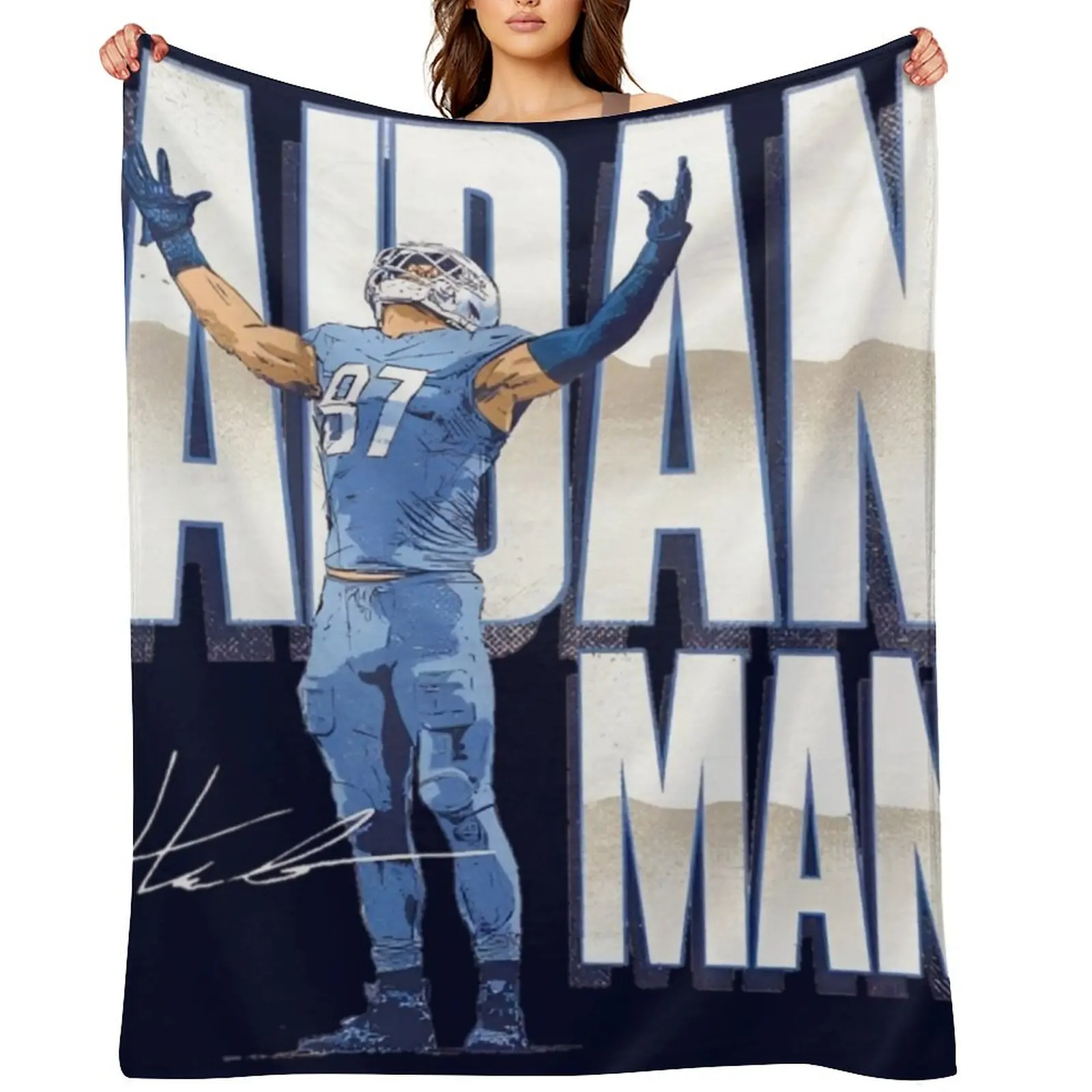 

Aidan Hutchinson Throw Blanket Cute Plaid Furry Hairys Soft Beds Blankets