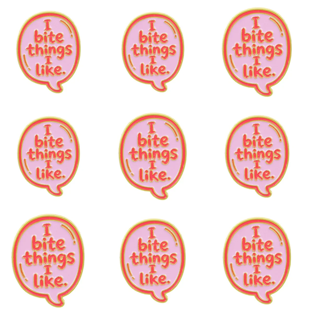 9pcs I bite things I like. Enamel Pin Set Quotes Brooch For Coat Women's Brooches Collar Lapel Pins Metal Badges Jewelry Gift