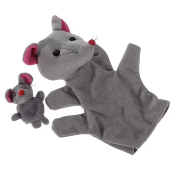 Grey Mouse Hand Puppet Finger Puppets