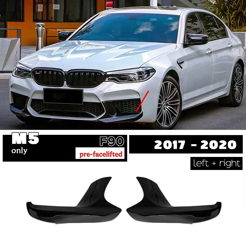 M5 Carbon Fiber Printing Front Bumper Lip Gloss Black Spoiler for BMW 2017 - 2020 Pre-LCI Pre-facelifted F90 M5 Competition CS