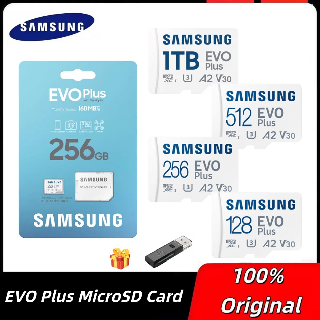 samsung-evo-plus-128gb-256gb-512gb-1tb-microsd-memory-card-sd-adaptor-up-to-160mb-s-uhs-i-c10-u3-v10-a3-for-phones-cameras