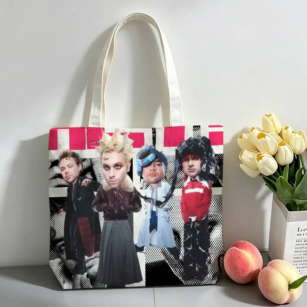 

5 S-Seconds of Summers 5-SOS Printed Canvas Tote Bag Shoulder Bag Commuter Mommy Shopping Bag