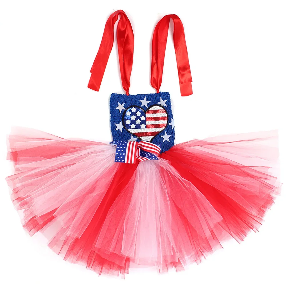 Cosplay American Independence Day Girls Elegant Dresses Stage Performance Cute Tulle Skirt Children Halloween Party Costume