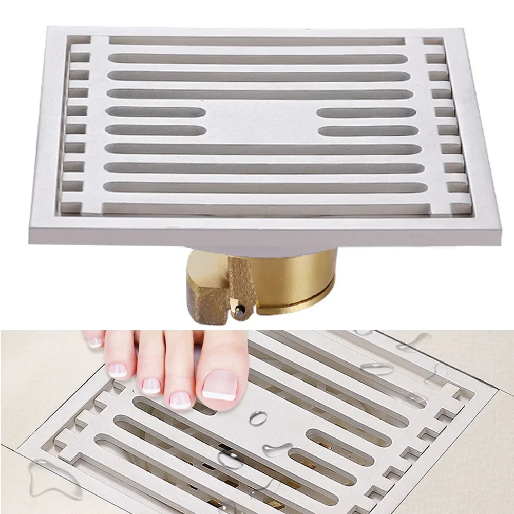 1pcs 10x10cm Shower Floor Drain Stainless Steel Square Floor Drain Strainer Anti-odor Drainer Toilet Bathroom Hardware ﻿