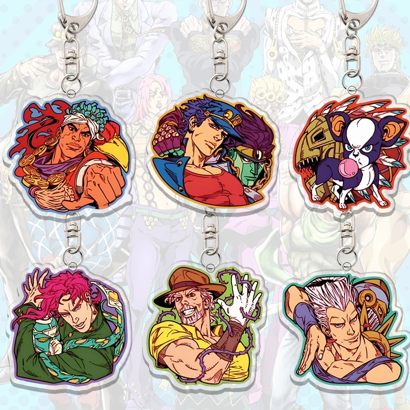 Chaveiro de Acrílico JoJo's Bizarre Adventure Stardust Crusaders Star Platinum, Pingente Decorativo para Bolsa, Acessórios de Chaveiro, Presente para Festivais