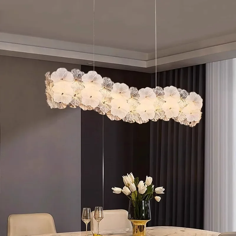

Modern Lustre Glass Flower Led Chandeliers Lighting Living Dining Room Pendant Lights Home Decor Bedroom Hanging Lamp Luminaire