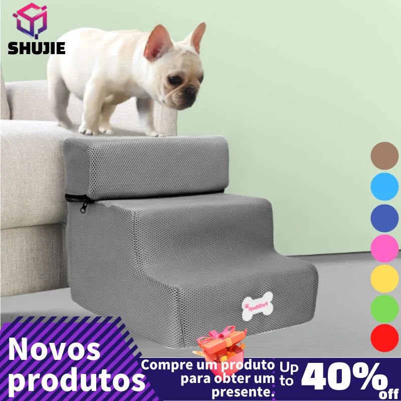 Casa de cachorro-quente escadas para animais de estimação 3 passos escadas para cães pequenos gato pet rampa escada antiderrapante removível cães cama escadas suprimentos para animais de estimação
